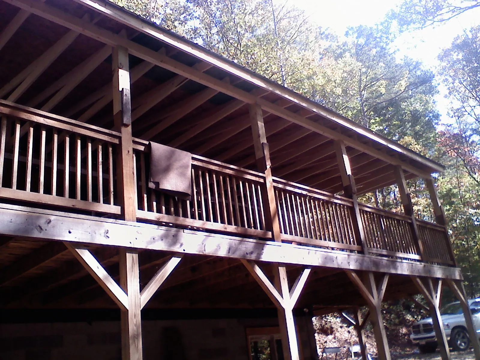 Timber framing under a new elevated porch and deck — Roof Leak Repair in Keithville by Roofing Brothers